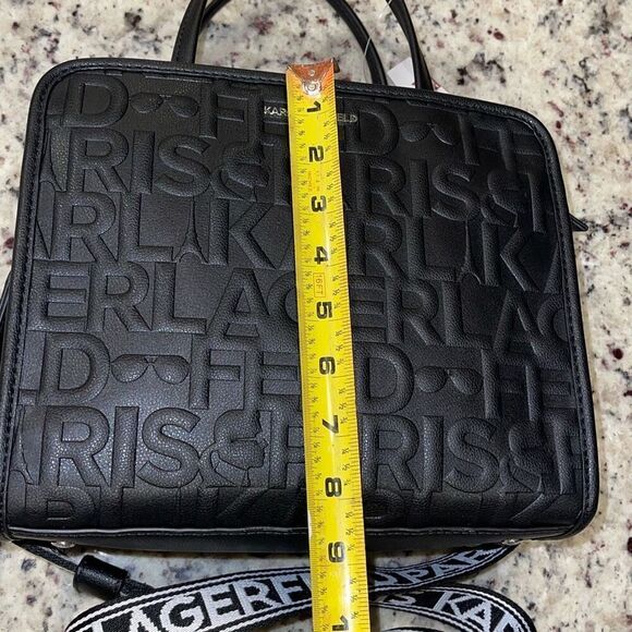 Karl Lagerfeld Womens Embossed Logo Maybelle Satchel Crossbody Black Medium NWT - Picture 11 of 12